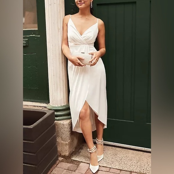 DB STUDIO hand-pleated spaghetti strap charmeuse slip dress - Picture 2 of 15